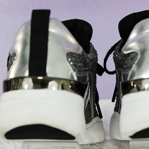 Michael Kors Allie Trainer Crystal Mesh Sneakers Silver Metallic-Women’s Size 8 - Picture 4 of 8